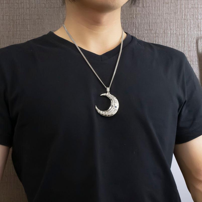 最安 シルバー ネックレス メンズ ハワイアンジュエリー トップ 喜平用 サファイア 三日月 ペンダントトップ Sv925 プルメリア チェーン キヘイ 月 男性 保証書付 Www Artech Mi It