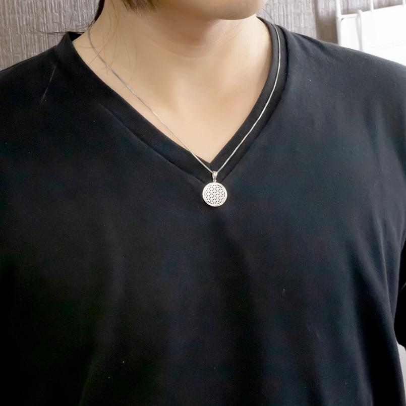 プラチナ 18金 ネックレス トップ メンズ フラワーオブライフ コンビ pt900 イエローゴールドk18 コンビ 透かし 幾何学模様 送料無料 人気 セール SALEの画像