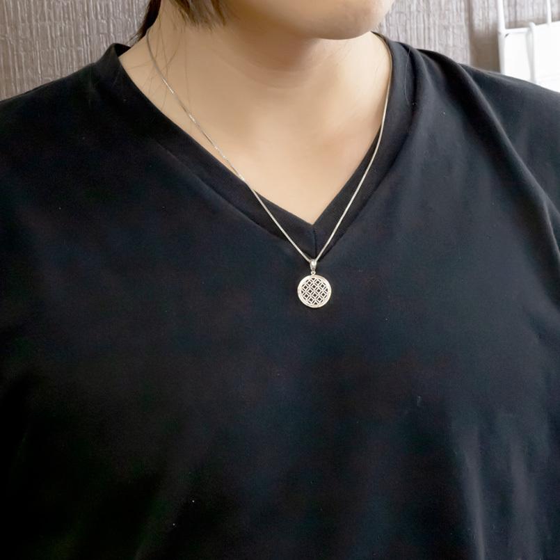 シルバー 18金 ネックレス トップ メンズ 七宝文様 コンビ sv925