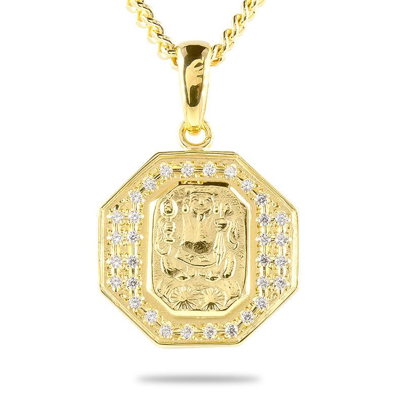 喜平 トップ 18金 ネックレス ダイヤモンド メンズ 大黒天 オクタゴン