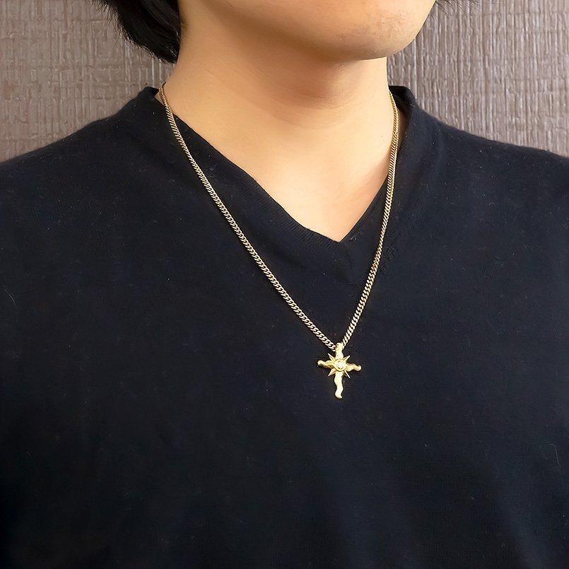 24金 ネックレス 純金 メンズ 太陽 クロス 十字架 24k ペンダント