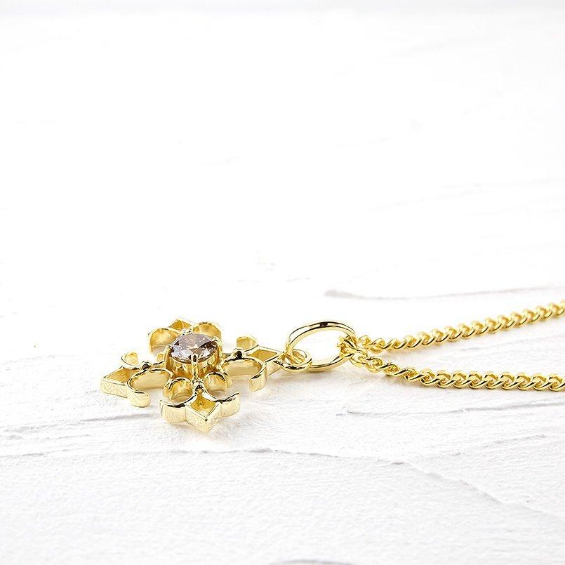 2026年 ゴールド ネックレス トップ メンズ 喜平 ブラウンダイヤモンド 1ct 一粒 クロス イエローゴールドk10 キヘイチェーン 十字架 【UO2474291558】(86480円)