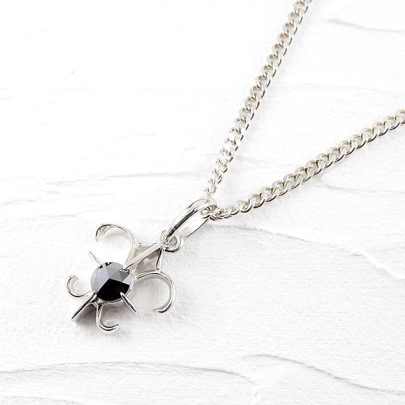 中古品 プラチナ ネックレス トップ メンズ 喜平用 ブラックダイヤモンド 1ct 一粒 大粒 ユリの紋章 ペンダント pt900 男性 チェーン 【SKC1902639500】(66500円)