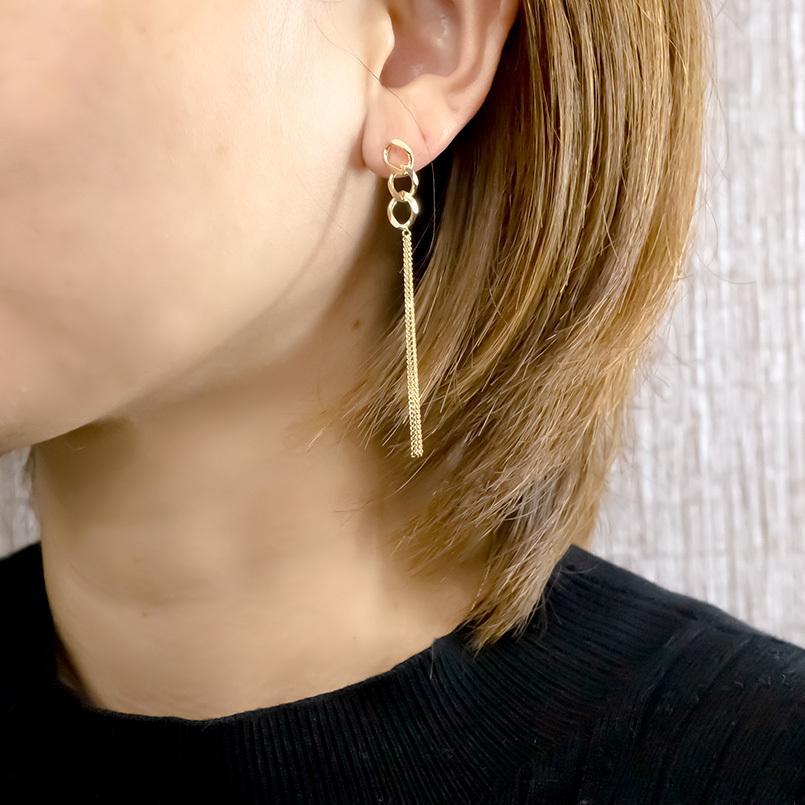 ピアス 18金 キヘイ タッセル ゴールド イエローゴールドk18 18k  