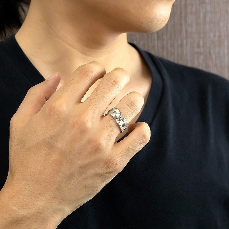 ジュエリー工房アトラス プラチナ リング チェッカーフラッグパターン