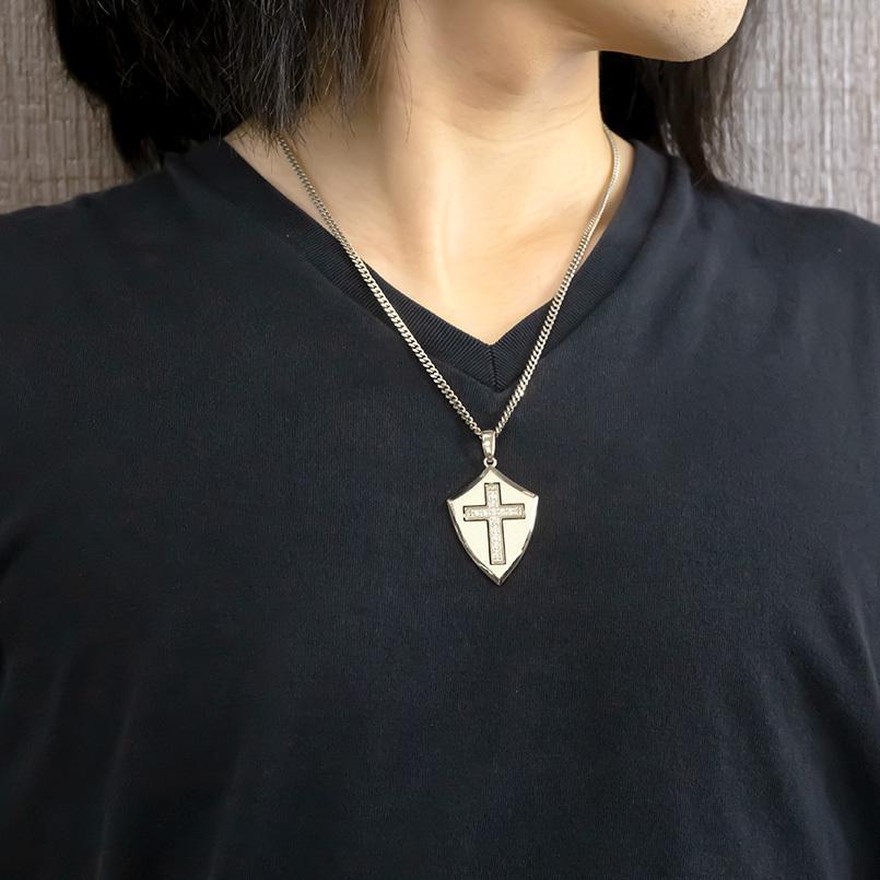 ネックレス ダイヤモンド シルバー トップ メンズ 喜平 クロス  