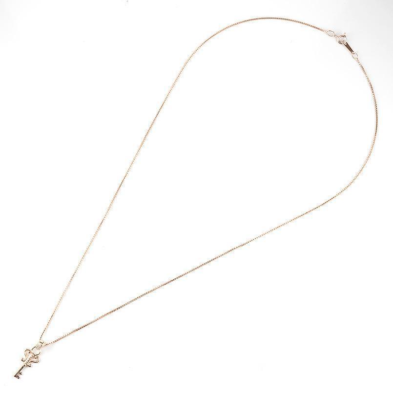 18金 ネックレス メンズ ペア 鍵 鍵穴 ダイヤモンド リンクコーデ セット ピンクゴールドk18 バーネックレス トップ ミル打ち キー_3