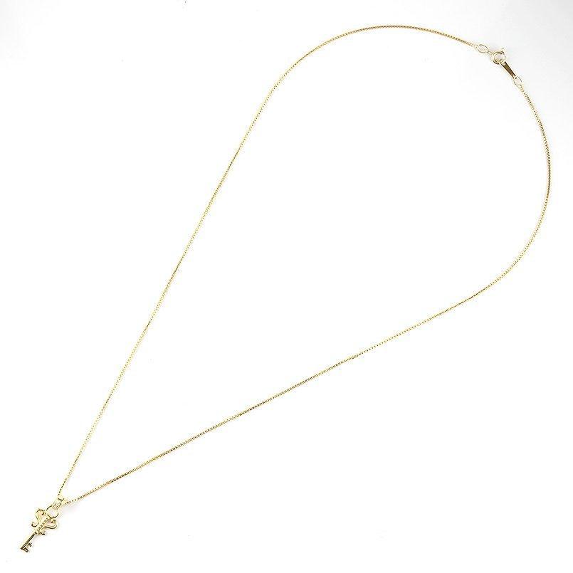 18金 ネックレス メンズ ペア 鍵 鍵穴 ダイヤモンド リンクコーデ セット イエローゴールドk18 バーネックレス トップ キー_3