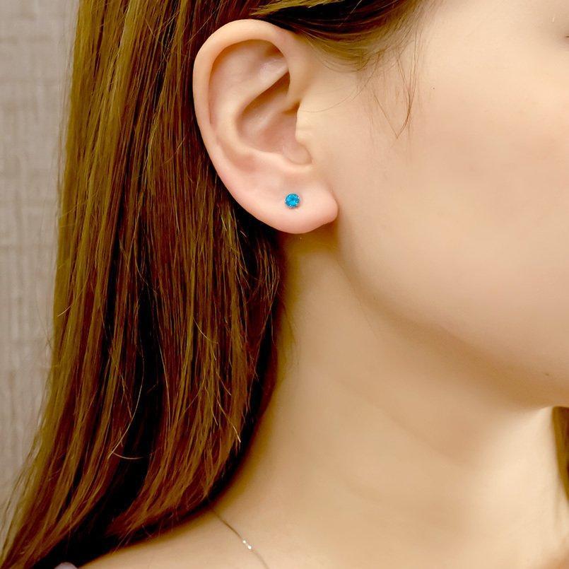 プラチナ ピアス 片耳 ネオンブルーアパタイト メンズ pt900 キャッチ 