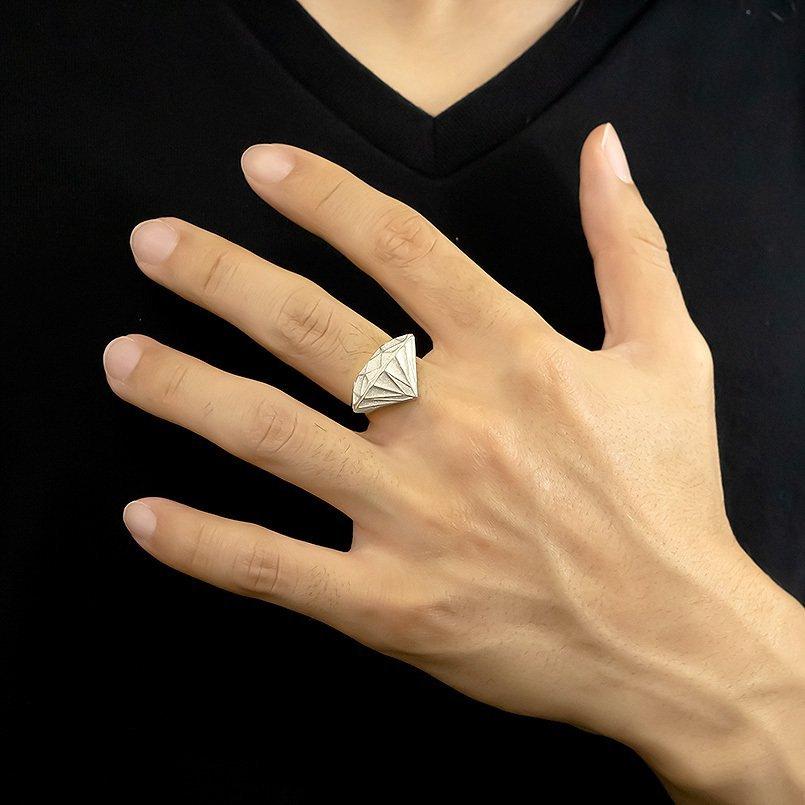 シルバー リング ダイヤモンド型 メンズ 指輪 sv925 地金 ピンキー