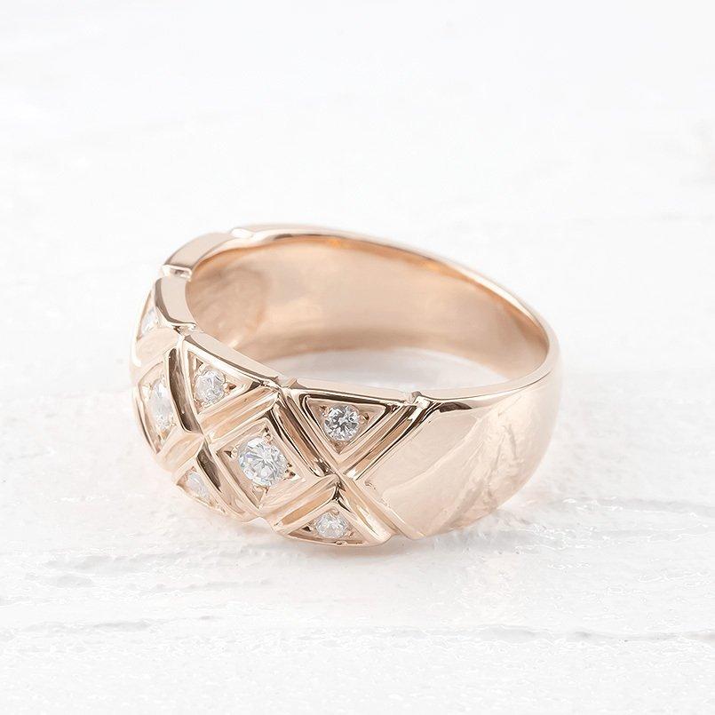 《送料込》 ゴールド リング ダイヤモンド メンズ 指輪 10k ピンクゴールドk10 10金 ピンキーリング リング 幅広 ダイヤ 男性 送料無料 人気 セール SALE 【RIZ2904599757】(101520円)