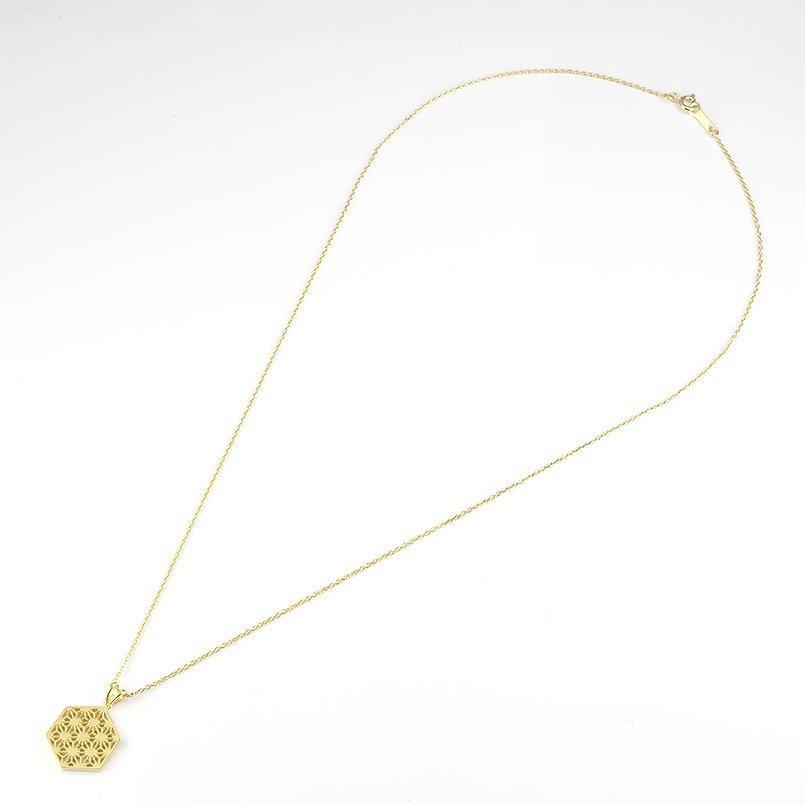 ネックレス トップ メンズ 麻の葉 イエローゴールドk18 シンプル 六角形 透かし 和柄 切子 和モダン コントラッド 東京 送料無料 人気 【ハイパースシーン】 セール SALE