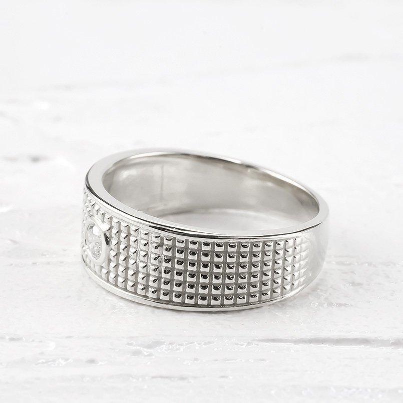 シルバー リング ダイヤモンド 0.1ct メンズ 指輪 sv925 ピンキーリング リング 幅広 ダイヤ 大粒 一粒 男性の画像