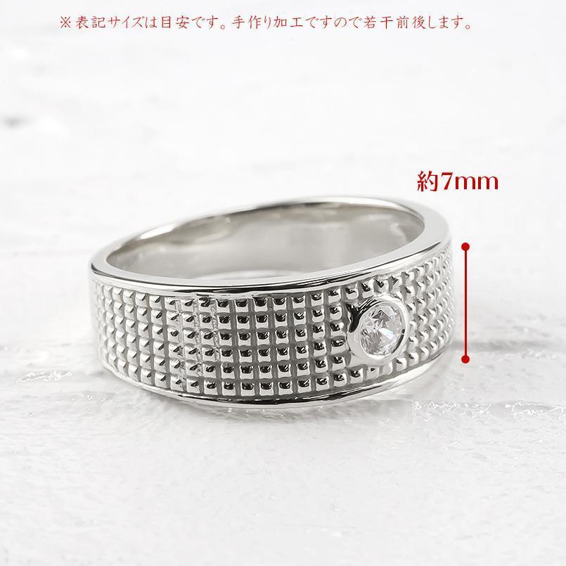 シルバー リング ダイヤモンド 0.1ct メンズ 指輪 sv925 ピンキーリング リング 幅広 ダイヤ 大粒 一粒 男性の画像
