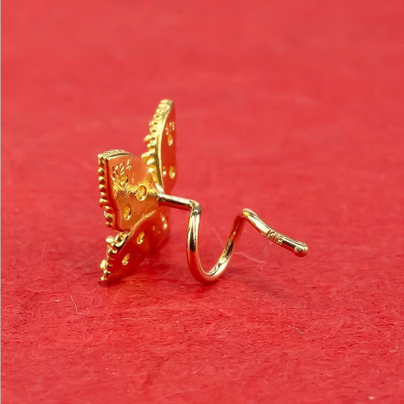 24金 ピアス 純金 イエローダイヤモンド 片耳ピアス 蝶々 キャッチの 
