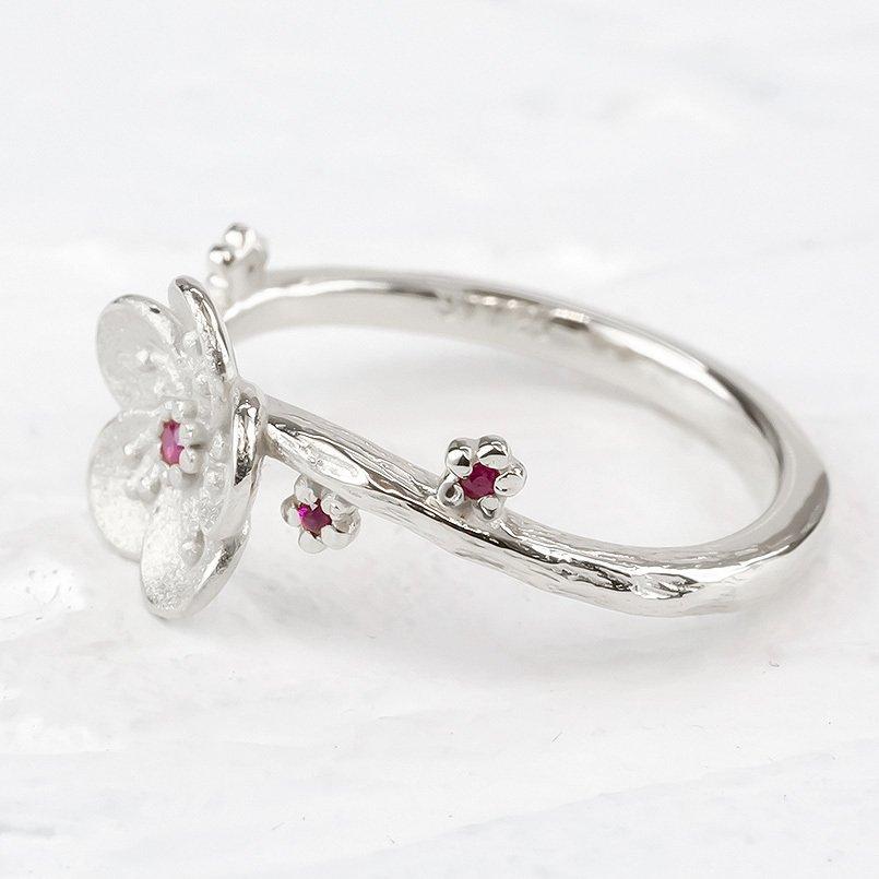 ピンキーリング プラチナ リング 梅の花 ルビー レディース 指輪 pt900 婚約指輪 安い 梅 ウメ 花 女性 送料無料 セール SALE
