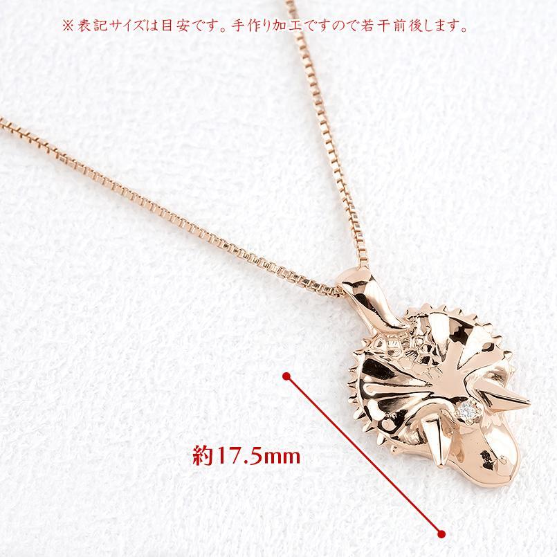 ゴールド ネックレス トップ メンズ ダイヤモンド トリケラトプス シールド ピンクゴールドk10 10金 10k ペンダント 恐竜 盾_3
