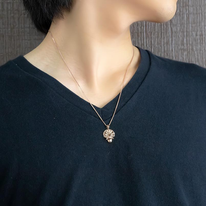 ゴールド ネックレス トップ メンズ ダイヤモンド トリケラトプス シールド ピンクゴールドk10 10金 10k ペンダント 恐竜 盾_4