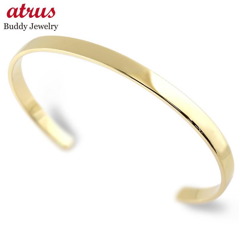 ジュエリー工房アトラス 18金 バングル メンズ 4ミリ幅 ブレスレット