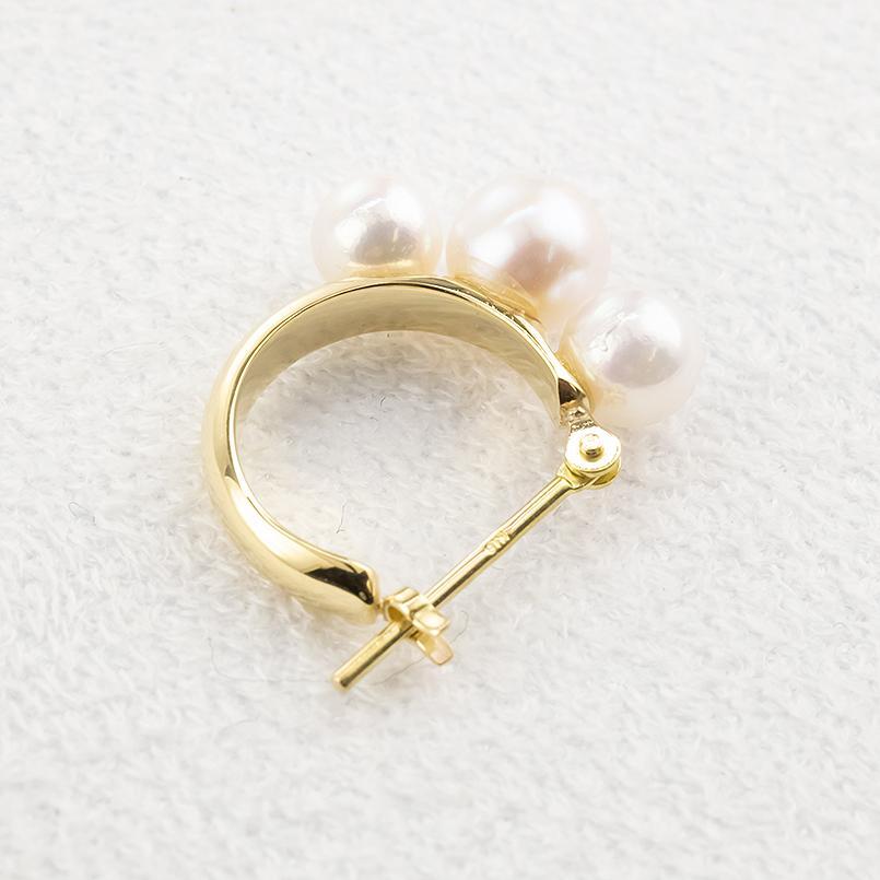 18金 ピアス ペア ベビーパール アコヤ真珠 フープピアス リング パール ゴールド イエローゴールドk18 18K フォーマルの画像