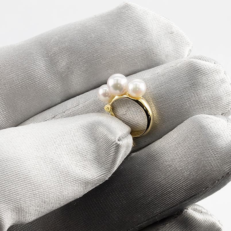 18金 ピアス ペア ベビーパール アコヤ真珠 フープピアス リング パール ゴールド イエローゴールドk18 18K フォーマルの画像