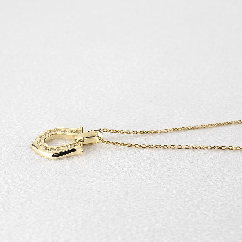 18金 ネックレス トップ ダイヤモンド 馬蹄 チェーン ゴールド 18k ペンダントトップ ホースシュー 蹄鉄 シンプル 男女兼用の画像