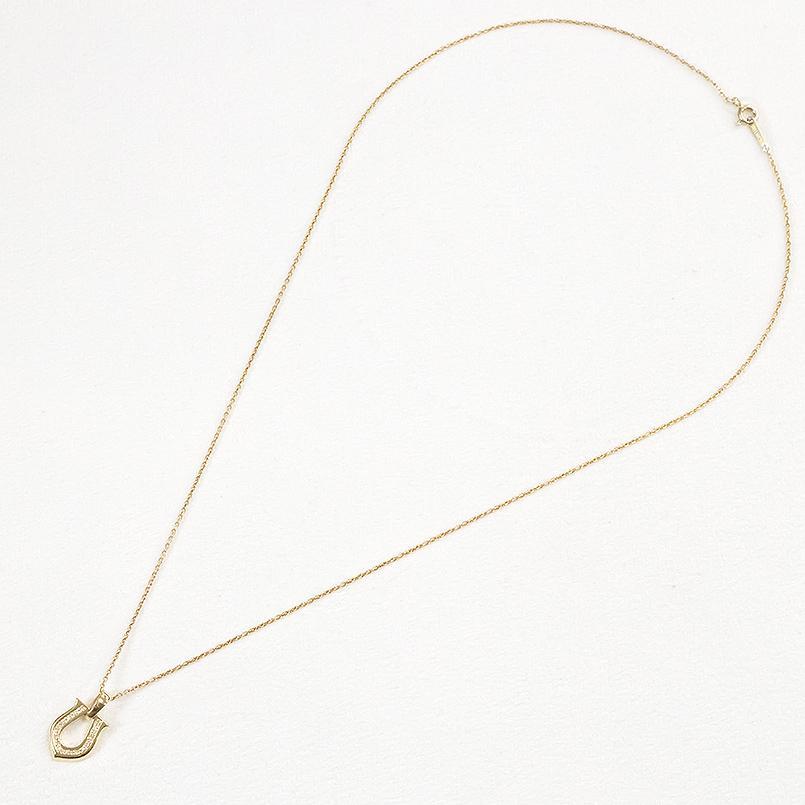 18金 ネックレス トップ ダイヤモンド 馬蹄 チェーン ゴールド 18k ペンダントトップ ホースシュー 蹄鉄 シンプル 男女兼用の画像