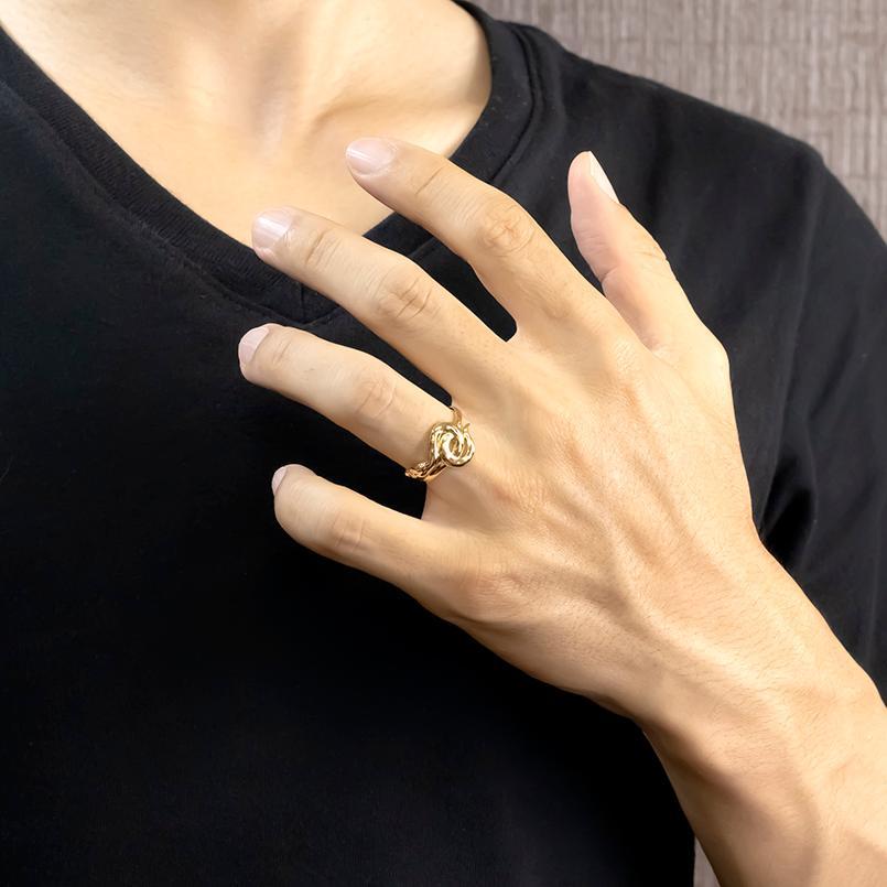 18金 リング 蛇 メンズ ゴールド 18k お守り 太め 幅広 指輪 へび ヘビ スネーク ピンキーリング 婚約指輪 シンプル   巳年