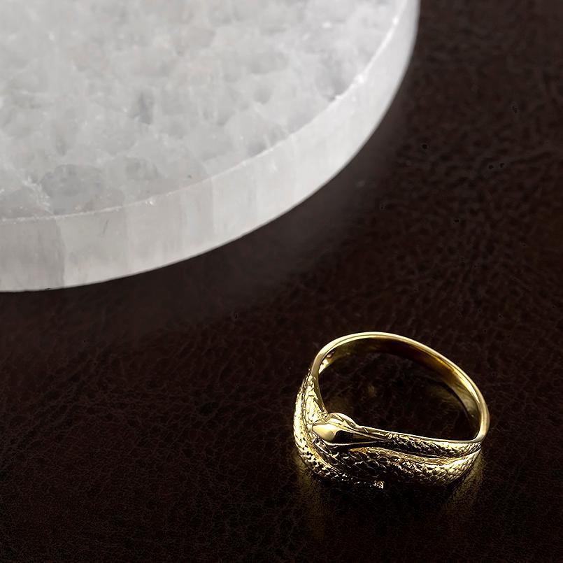 18金 リング 蛇 太め 幅広 お守り ゴールド 18k 指輪 ヘビ スネーク ピンキーリング 婚約指輪 イエローゴールド シンプル 人気_4