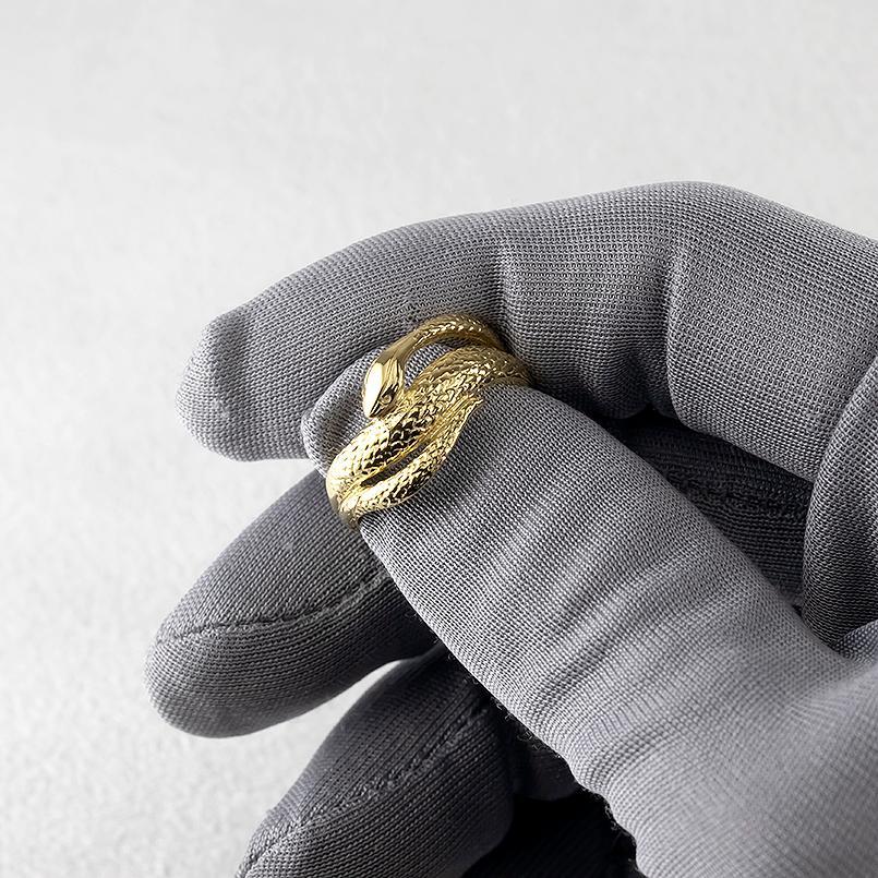 18金 リング 蛇 太め 幅広 お守り ゴールド 18k 指輪 ヘビ スネーク ピンキーリング 婚約指輪 イエローゴールド シンプル 人気_6