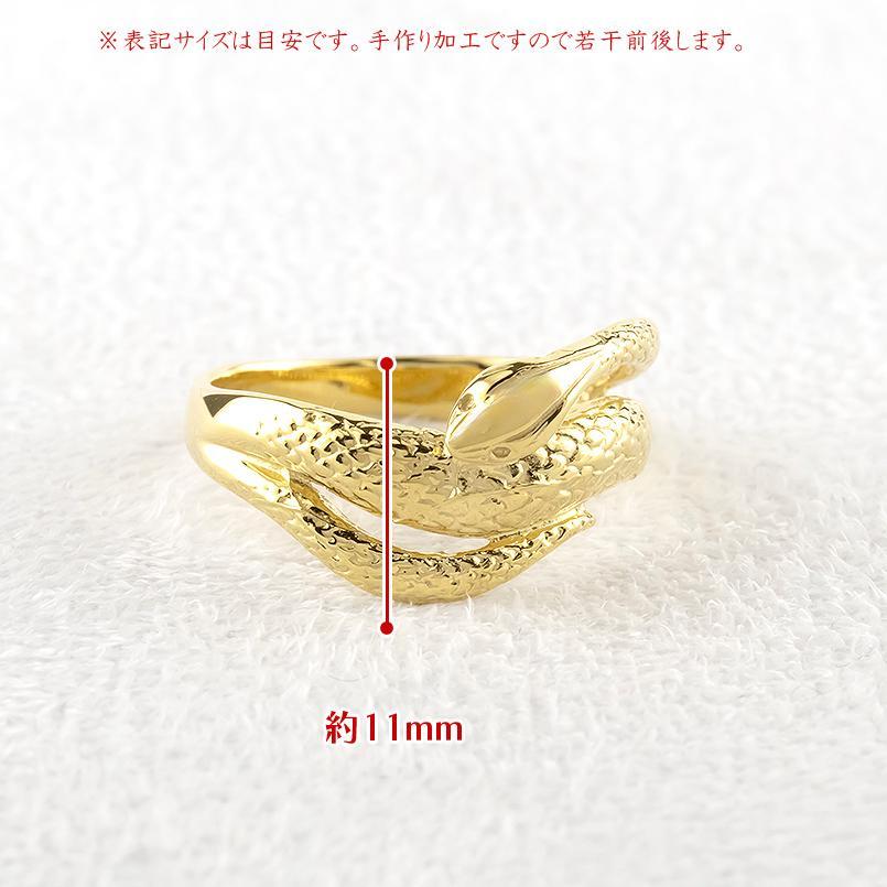 18金 リング 蛇 太め 幅広 お守り ゴールド 18k 指輪 ヘビ スネーク ピンキーリング 婚約指輪 イエローゴールド シンプル 人気_3
