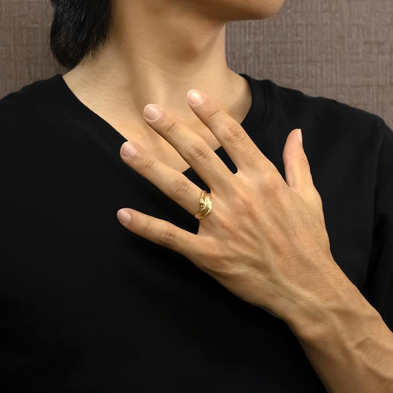 18金 リング 蛇 太め 幅広 お守り ゴールド 18k 指輪 ヘビ スネーク ピンキーリング 婚約指輪 イエローゴールド シンプル 人気_1
