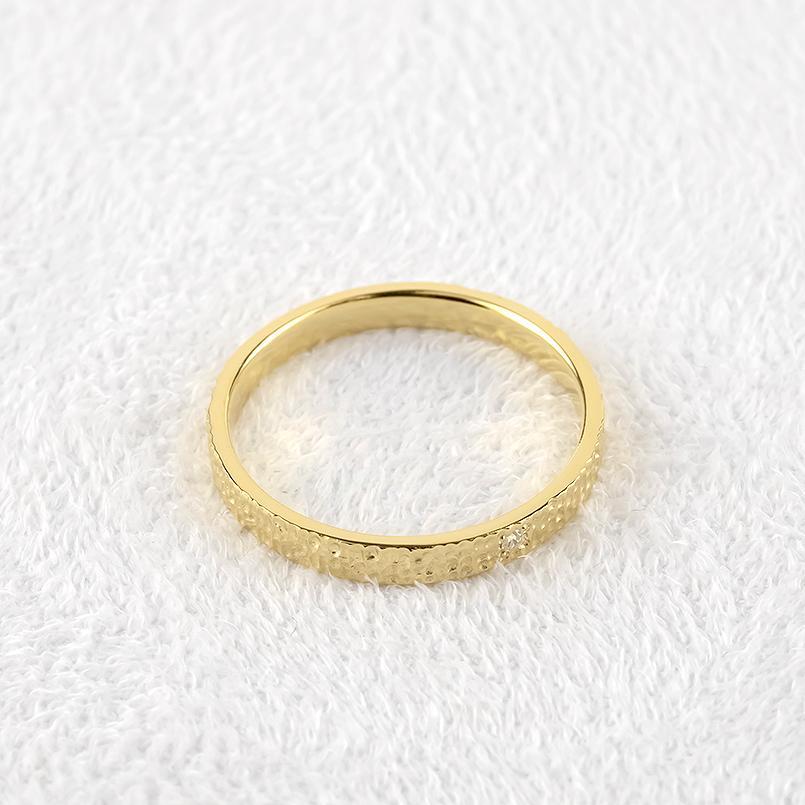 ゴールド ペアリング ダイヤモンド 2本セット 10k イエロー 結婚指輪 指輪 ペア マリッジリング シンプル ストレート 大人 ウッド調の画像