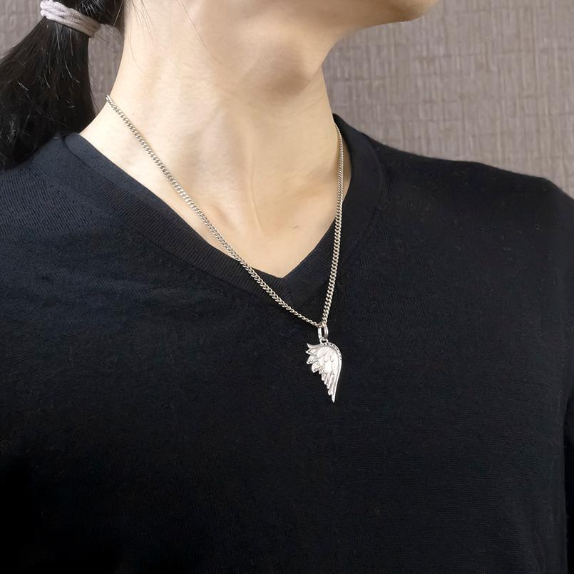 シルバー ネックレス 羽根 ブラックダイヤモンド 0.08ct メンズ 喜平用 ペンダントトップ 大ぶり sv925 天使 エンジェル 羽 翼_11