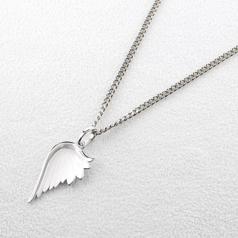 シルバー ネックレス 羽根 ブラックダイヤモンド 0.08ct メンズ 喜平用 ペンダントトップ 大ぶり sv925 天使 エンジェル 羽 翼_3
