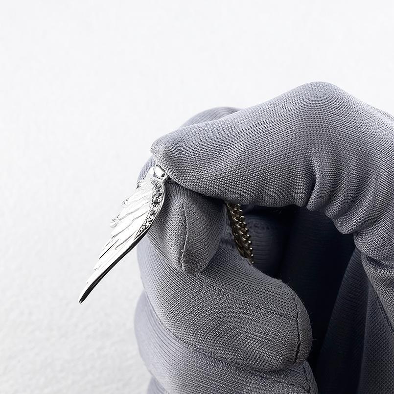 シルバー ネックレス 羽根 ブラックダイヤモンド 0.08ct メンズ 喜平用 ペンダントトップ 大ぶり sv925 天使 エンジェル 羽 翼_9