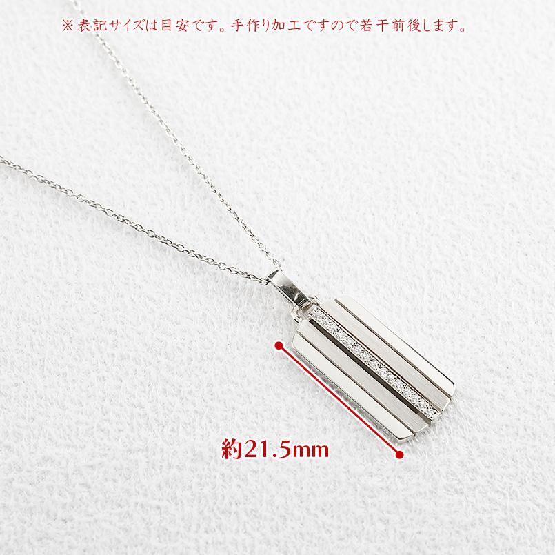 シルバー ネックレス プレート ダイヤモンド ペンダントトップ 大ぶり sv925 大きめ ストライプ タグペンダント 男女兼用の画像