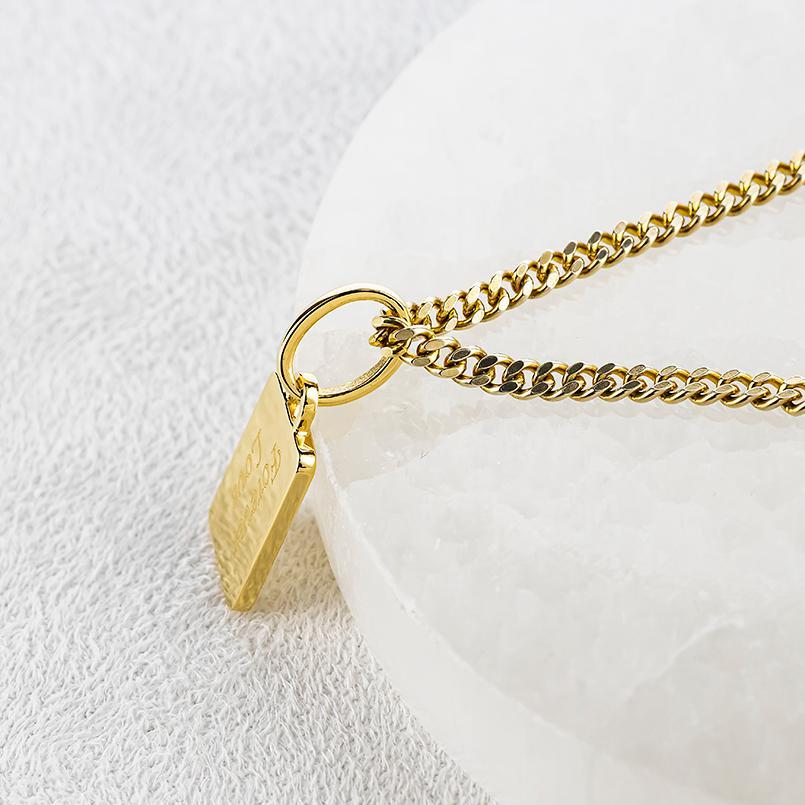 ジュエリー工房アトラス 18金 ネックレス 喜平 トップ プレート 刻印