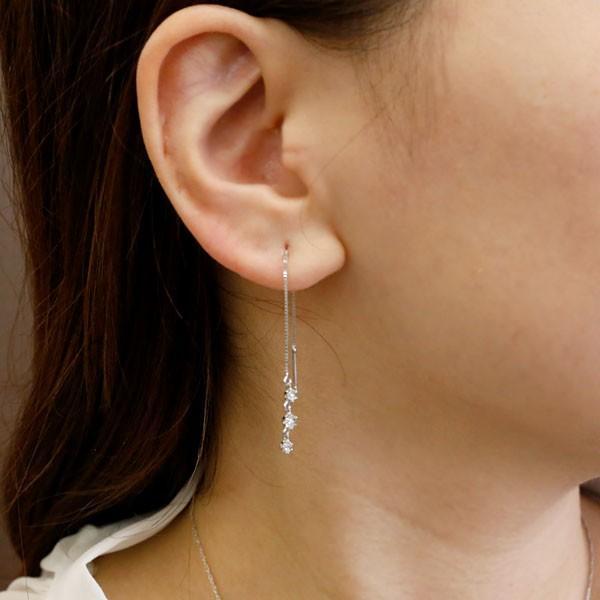 プラチナ　ダイヤモンド アメリカン　ピアス　ロング　両耳 ピアス プラチナ シンプル ダイヤモンドピアス 0.40ct アメリカン