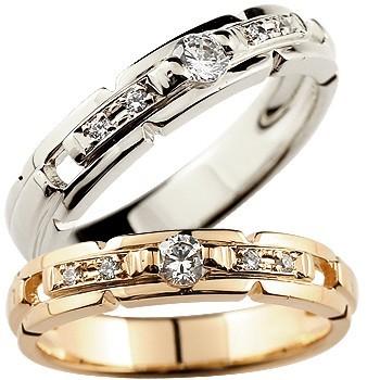 輝い マリッジリング ペア ペアリング 結婚指輪 ダイヤモンド 母の日 レディース メンズ ストレート 18金 ホワイトゴールドk18 ピンクゴールドk18 結婚式 マリッジリング