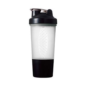 カップ付シェイカーボトル500ml プロテインなどの粉末ドリンクが入れられる 滑りにくい凸加工 SP-35863