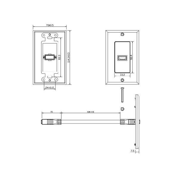 HDMI Aタイプ 19P メス 中継ケーブル　ウォールプレートセット【ネコポス送料無料】 |  | 02
