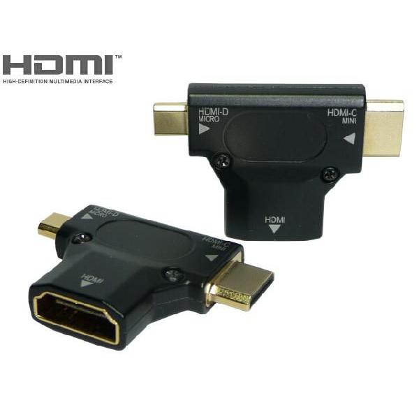 HDMI A 19P メス/ミニHDMI C 19P オス・マイクロHDMI D 19P オス 変換アダプタ【ネコポス送料無料】 | 