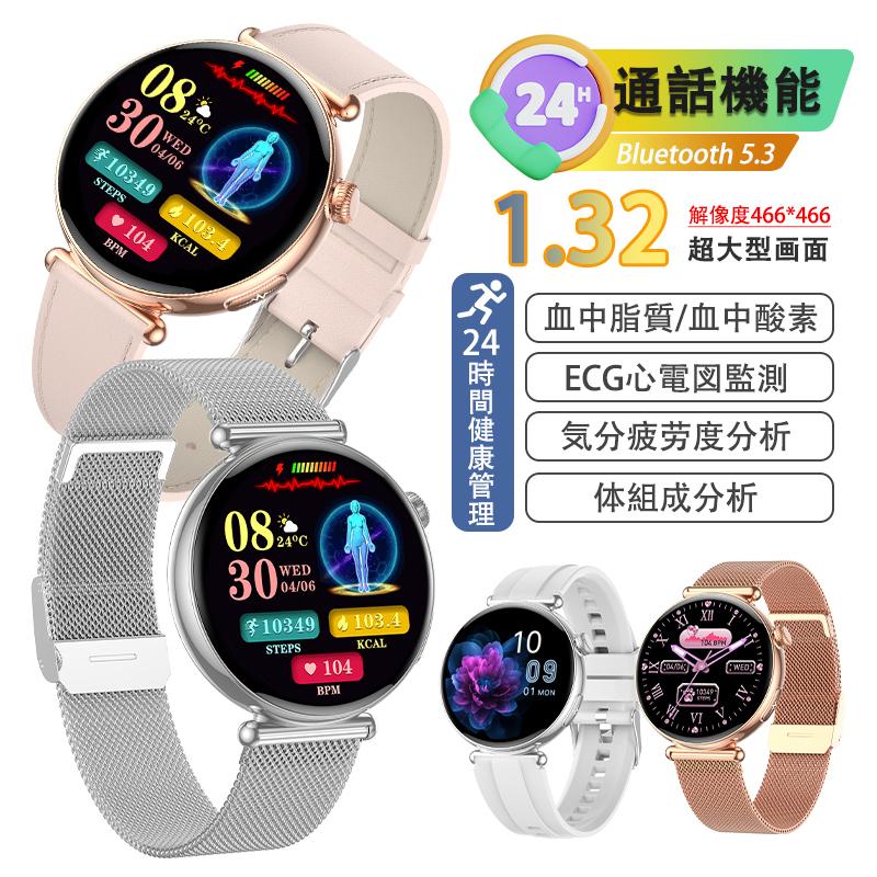 スマートウォッチ 日本製センサー 医療レベル心電図ECG+PPG 血圧 血中酸素 気分/疲労度管理 睡眠管理 着信＆LINE通知 レディース 生理周期 彼女 母の日