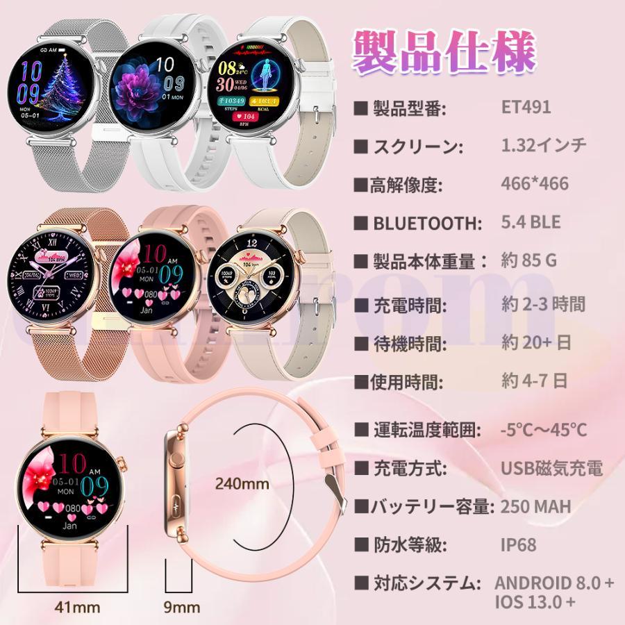 スマートウォッチ 日本製センサー 医療レベル心電図ECG+PPG 血圧 血中酸素 気分/疲労度管理 睡眠管理 着信＆LINE通知 レディース 生理周期 彼女 母の日の画像