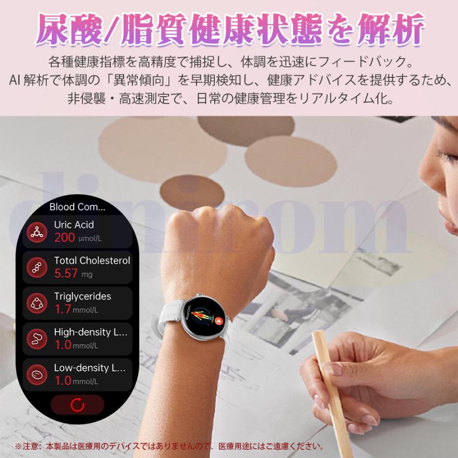 スマートウォッチ 日本製センサー 医療レベル心電図ECG+PPG 血圧 血中酸素 気分/疲労度管理 睡眠管理 着信＆LINE通知 レディース 生理周期 彼女 母の日の画像