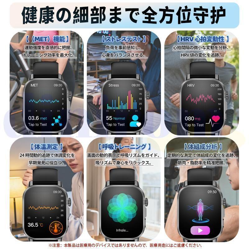 スマートウォッチ 多機能 心電図ECG+PPG 血圧/糖 心拍数 血中酸素 気分