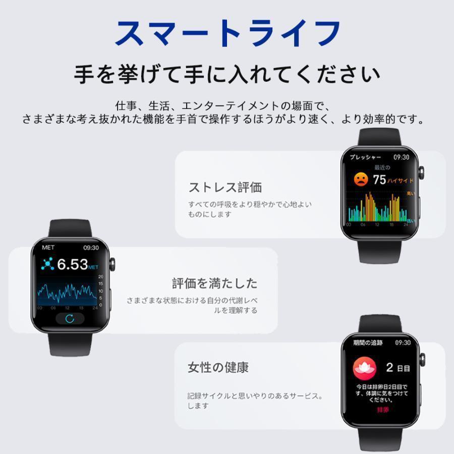 スマートウォッチ 医療レベル心電図ECG 通話機能 血圧/糖測定 酸素濃度 高精度心拍数 通知 体温 睡眠 多機能 歩数計 尿酸 血中脂質 SOS機能 健康管理 母の日の画像