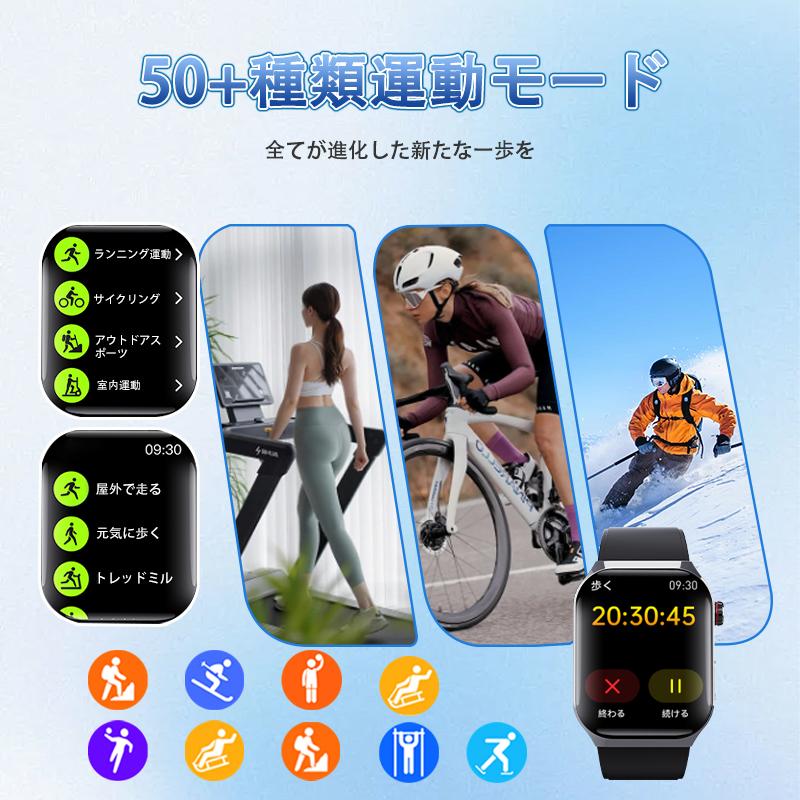 スマートウォッチ 日本製センサー 医療レベル心電図ECG+PPG 血糖評価 血圧 血中酸素 24時間体温測定 心拍数 睡眠管理 呼吸率 歩数計 着信通知 iphone/Androidの画像