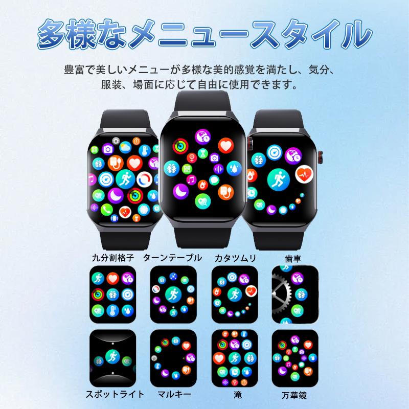 スマートウォッチ 日本製センサー 医療レベル心電図ECG+PPG 血糖評価 血圧 血中酸素 24時間体温測定 心拍数 睡眠管理 呼吸率 歩数計 着信通知 iphone/Androidの画像